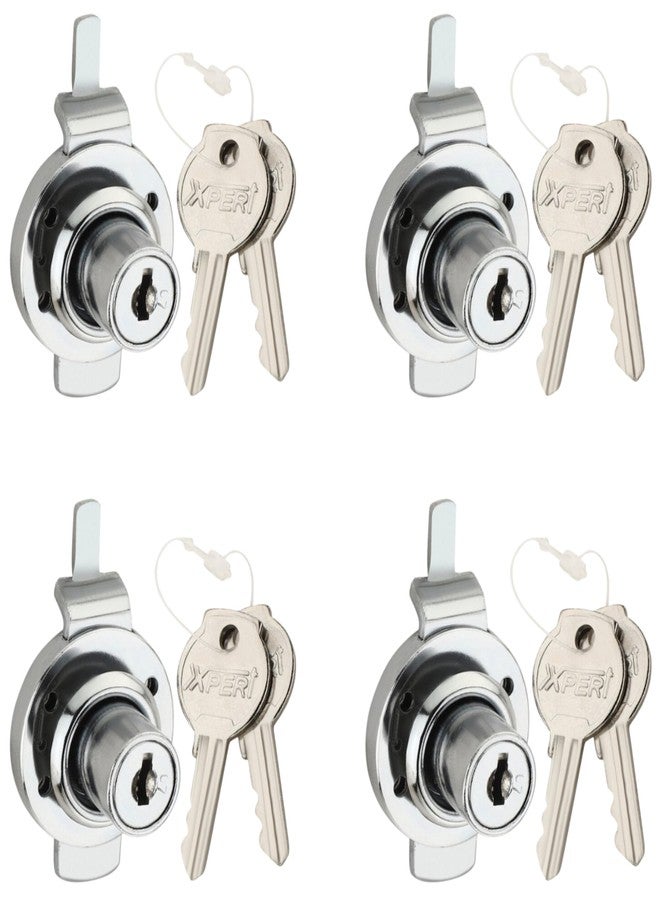 Xpert Multi-Purpose Lock Pack of 4, Silver, Modern, Manual Key Control Locks for Wardrobe, Drawer, Cupboard, Almirah, Cabinet and Office Use - Image 1